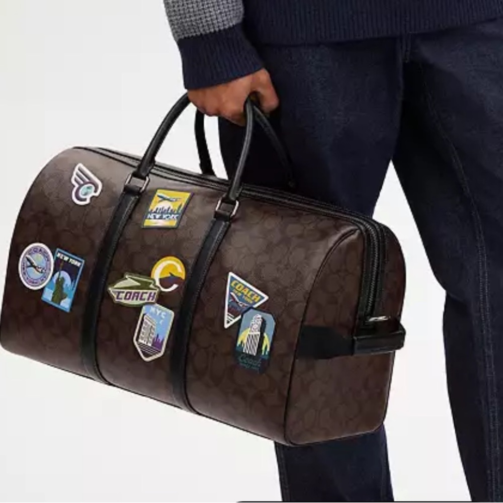 Coach Venturer Duffel Bag in Brown Canvas with Patches
